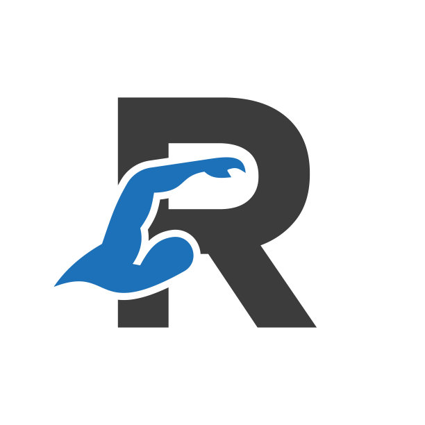 字母R游泳标志设计。游泳俱乐部符号向量模板图片下载