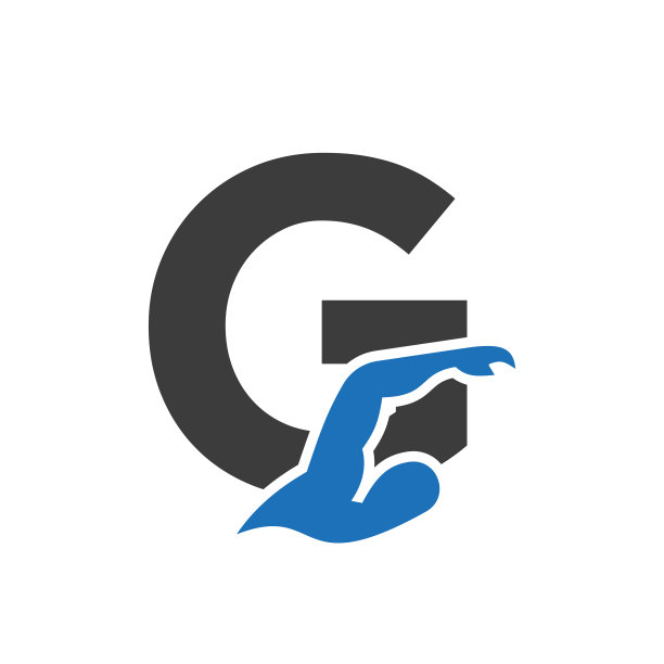 字母G游泳标志设计。游泳俱乐部符号向量模板图片下载