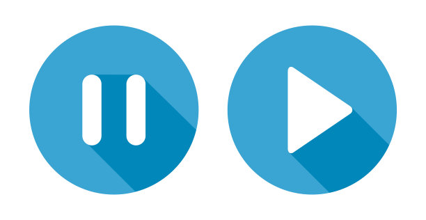 设置停止，暂停和播放图标，界面媒体按钮，互联网播放器视频符号，网络电影音频矢量插图图片下载