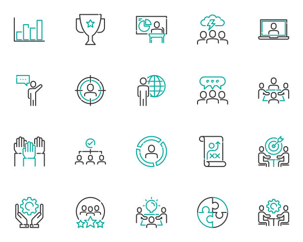 业务人员线条图标的集合，业务，团队，会议图片下载