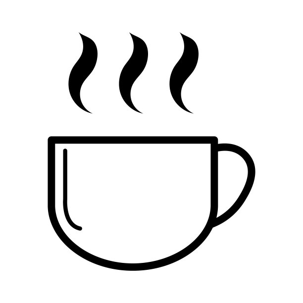 咖啡图标，早餐喝咖啡，卡布奇诺，热简单孤立插图，矢量线图片下载