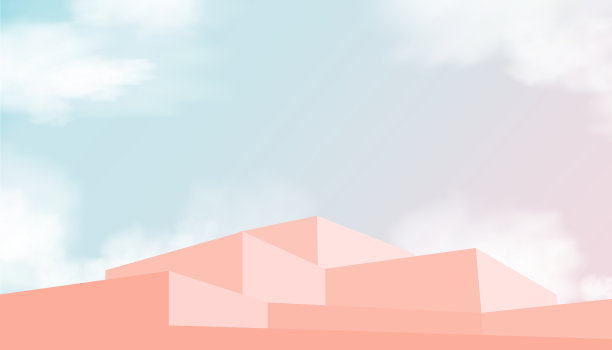 蓝色和粉红色的天空和蓬松的云背景图片下载