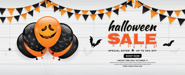 万圣节快乐促销不给糖就捣蛋的横幅图片下载