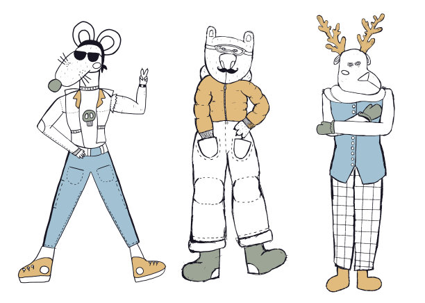 一组有趣的动物野兔狐狸和熊猫在图片下载