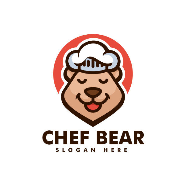 矢量插画厨师熊吉祥物卡通风格。图片下载