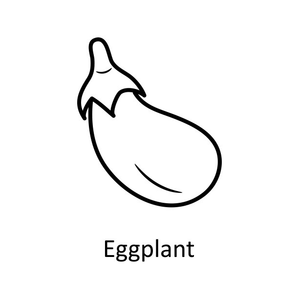 茄子矢量轮廓图标设计插图。自然符号在白色背景EPS 10文件图片下载