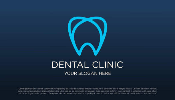 牙科诊所牙齿标志设计矢量插图。图片下载