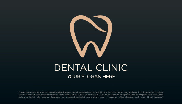 牙科诊所牙齿标志设计矢量插图。图片下载