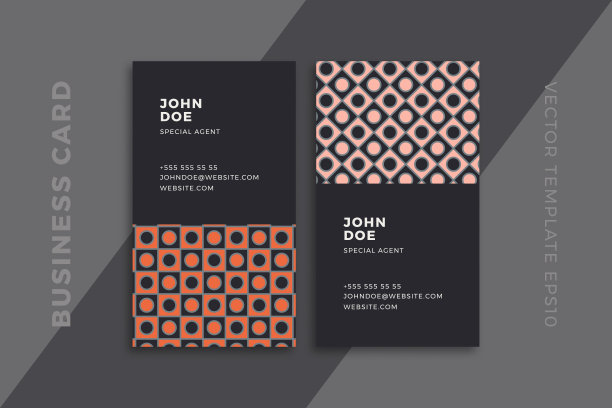 现代企业文具模型与艺术几何图案。优雅的抽象名片垂直暗模板。干净和简单的矢量编辑背景样本文本。EPS10图片下载