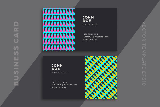 现代企业文具模型与艺术几何图案。优雅的抽象名片暗模板。干净和简单的矢量编辑背景样本文本。EPS10图片下载