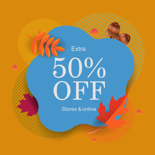 海报与秋天的树叶和斑点图片下载