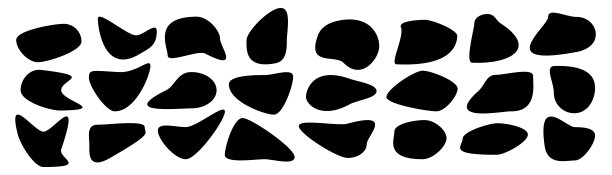 一组不同的斑点形状。随机抽象的液体形状，圆形抽象的有机元素。卵石，水滴和水滴的轮廓。简单的圆形形状。矢量图图片下载