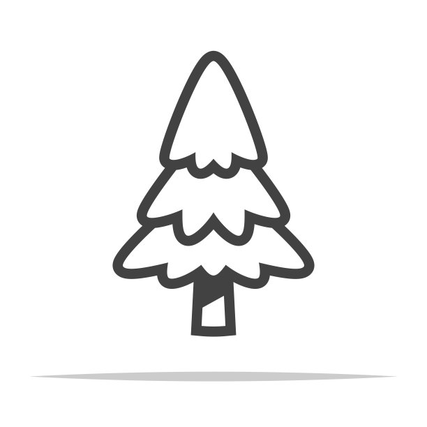 松树轮廓图标透明矢量隔离图片下载