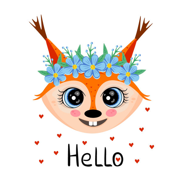 松鼠和花环图片下载