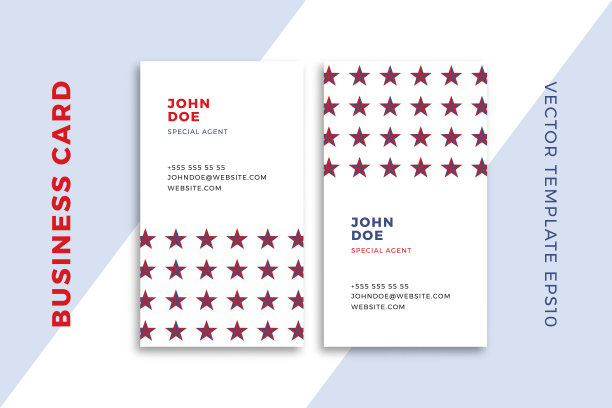 垂直名片模板与星形图案。爱国企业文具模型与现代几何图案。干净和简单的矢量编辑背景样本文本。EPS10图片下载