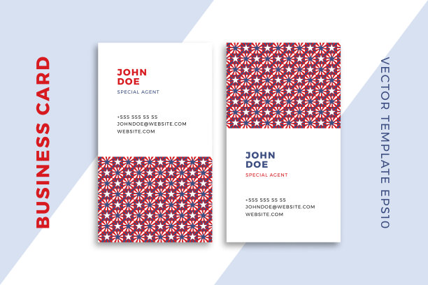 垂直名片模板与星形图案。爱国企业文具模型与现代几何图案。干净和简单的矢量编辑背景样本文本。EPS10图片下载