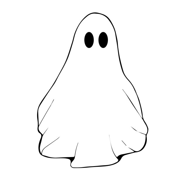 黑色和白色手绘幽灵和有趣的鬼素描矢量插图万圣节派对装饰图片下载