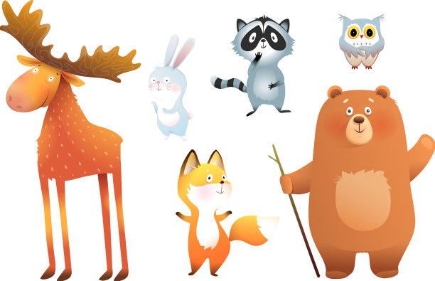 可爱的森林动物的剪贴画收集的孩子图片下载