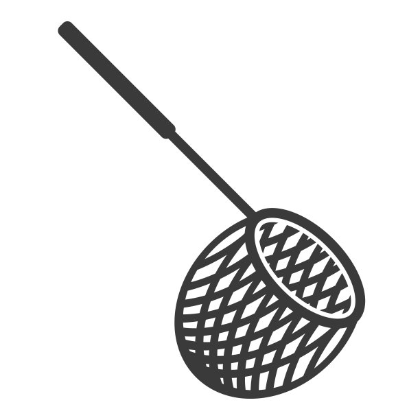 落网捕鱼字形图标孤立在白色背景。矢量插图。图片下载