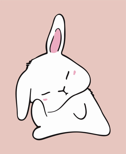 可爱的小白兔在粉红色的背景图片下载
