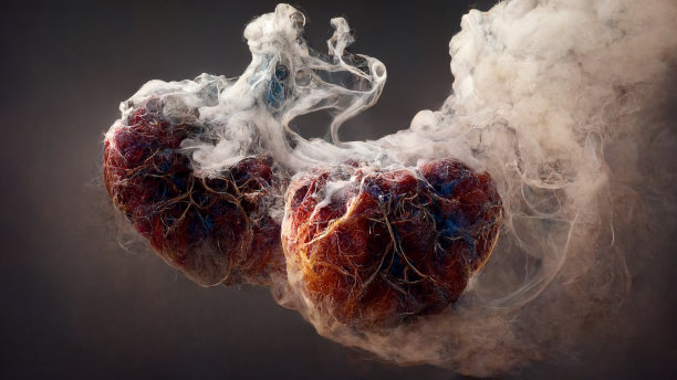 烟雾和火焰环绕的肺3d渲染图片下载