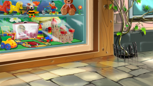 玩具店橱窗插图图片下载
