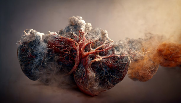 烟雾和火焰环绕的肺3d渲染图片下载