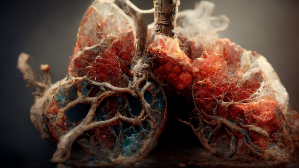 烟雾和火焰环绕的肺3d渲染图片下载