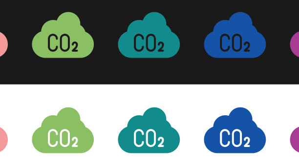 设置二氧化碳排放的云图标孤立在黑色图片下载