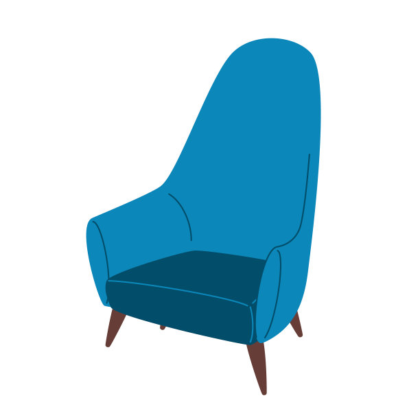 复古扶手椅，软椅，舒适的大堂或休息室座椅。客厅、卧室家具，孤立在白色背景上。平面矢量卡通插图，剪贴画。图片下载