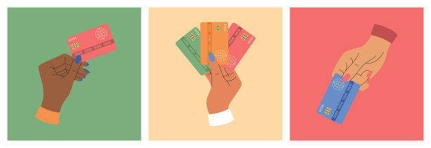 三个女人的手和信用卡。虚拟货币的概念。图片下载