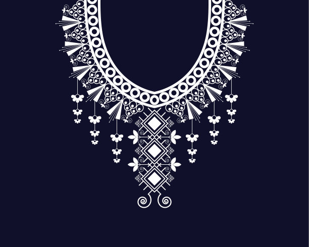 几何民族东方图案传统。花卉项链刺绣设计时尚女性。背景、壁纸、服装和包装。图片下载