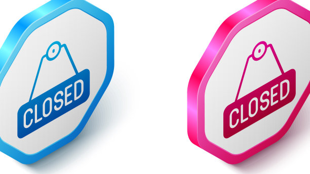 等距悬挂标志与文本关闭图标图片下载