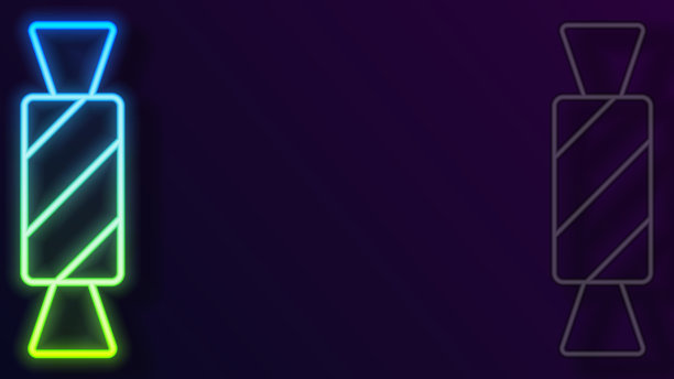 发光的霓虹灯线糖果图标孤立在黑色图片下载