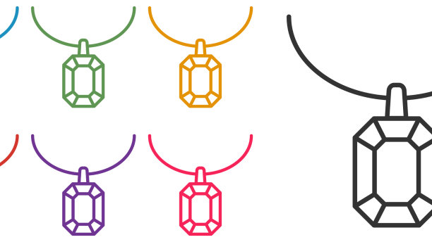 在项链图标上孤立地设置线吊坠图片下载