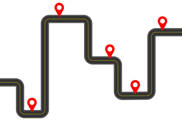 路线图信息图模板与地图引脚标志图片下载