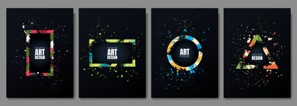 用于文本的矢量框架。现代艺术图形。动态框架时尚几何黑色背景。设计名片，邀请，礼品卡，传单和小册子元素。墨水刷油漆飞溅图片下载