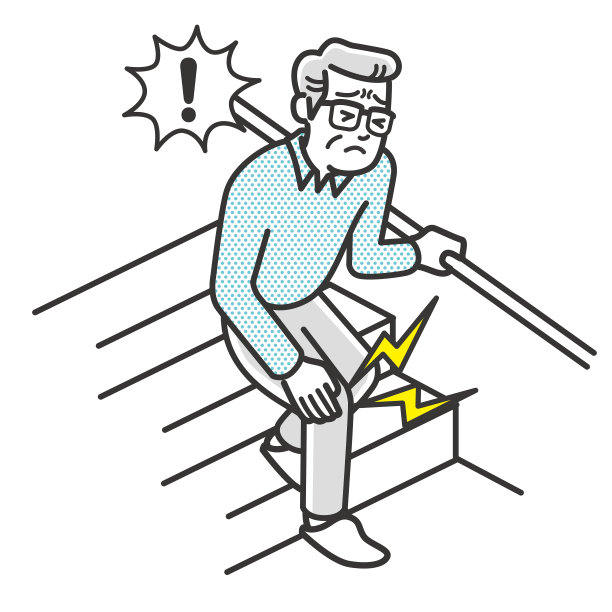 老人膝盖痛着走下楼梯图片下载