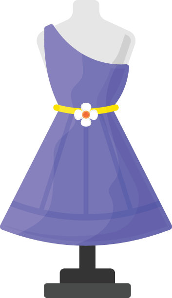 曲线女性服装矢量图标设计，魅力和美丽的象征，高级定制标志，时装表演和展览股票插图，单肩连衣裙与领带的概念图片下载