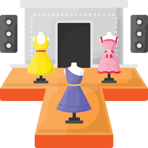 豪华时尚t台舞台矢量图标设计，魅力和美丽的象征，高级定制标志，时装表演和展览库存插图，彩排概念图片下载