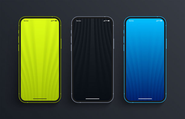 各种绿色黑色蓝色3D平滑模糊壁纸设置在手机上屏幕上图片下载