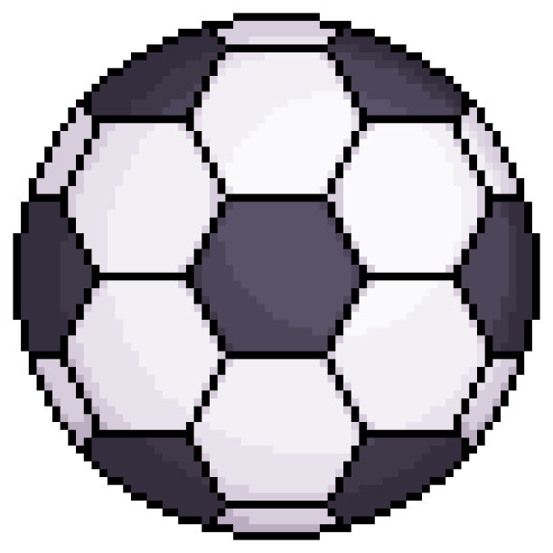 像素艺术足球矢量图标的8位游戏在白色背景图片下载