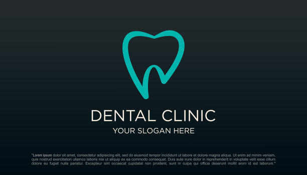 牙科诊所牙齿标志设计矢量插图。图片下载