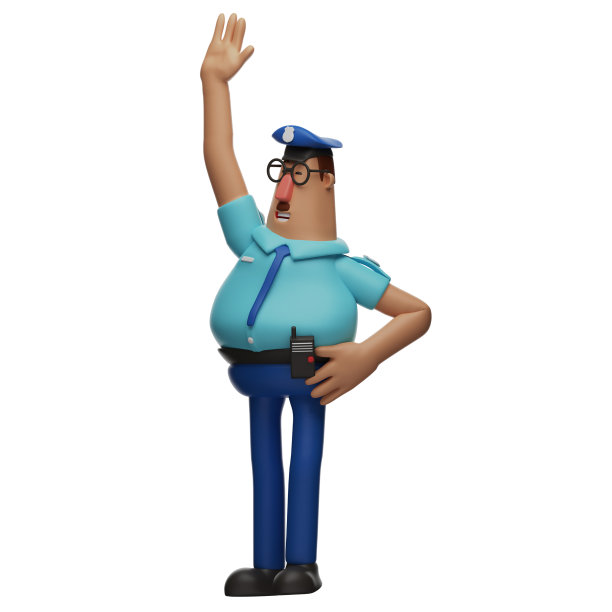 卡通警察3d人物挥手图片下载