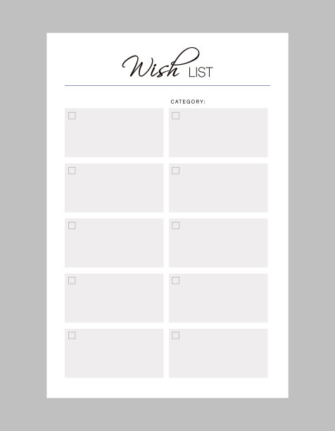 愿望列表可打印模板图片下载