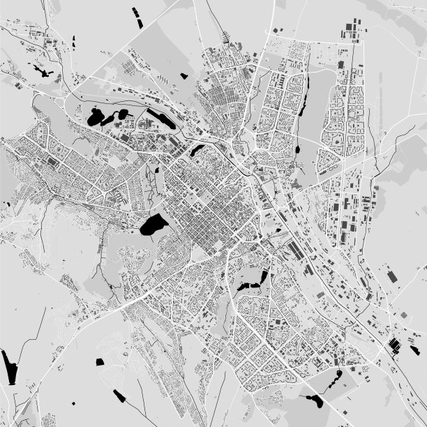 基希讷乌城市地图海报黑色灰度图片下载