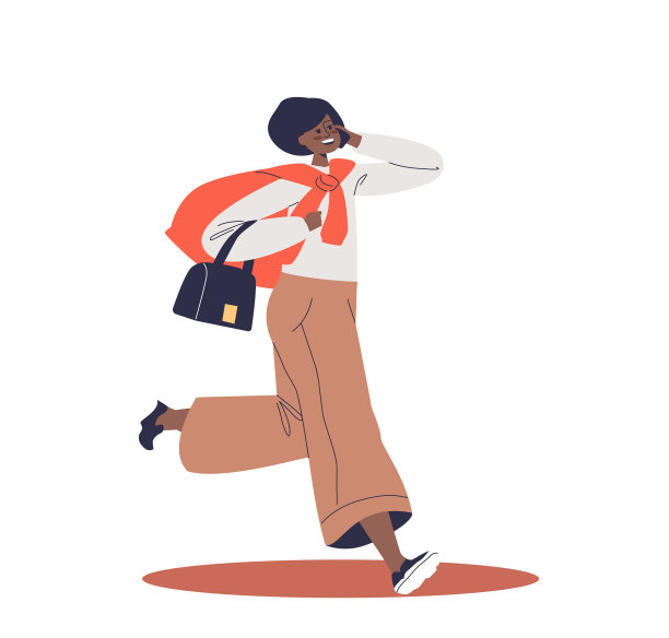 年轻女子上班迟到，边跑边用智能手机聊天图片下载