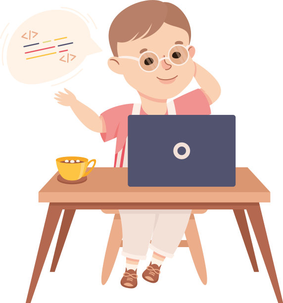 小男孩坐在笔记本电脑前写代码图片下载