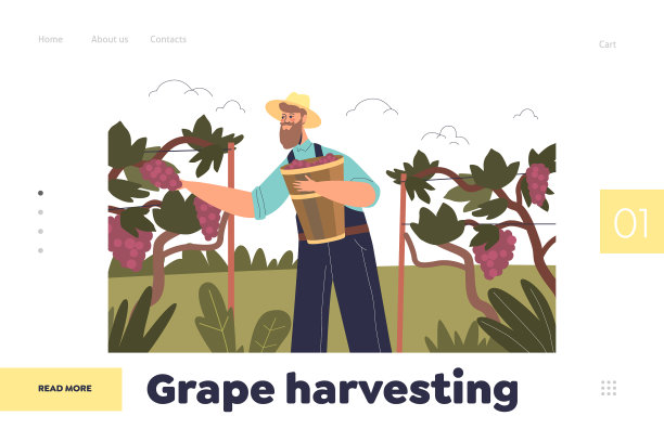 葡萄收获概念登陆页面与人图片下载