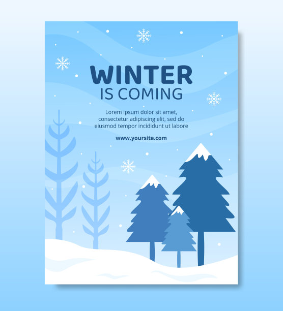 你好，冬天社交媒体海报模板扁平化图片下载